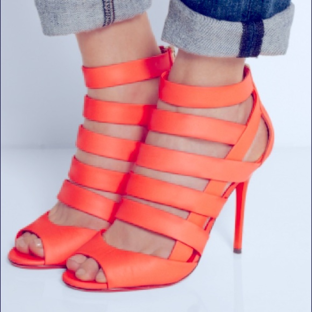 Jimmy Choo Neon Orange Flame 141 Damsen Pumps 36